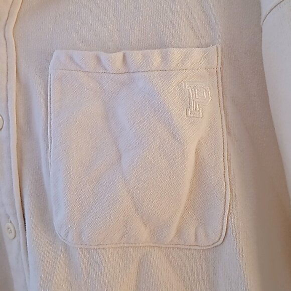 PINK Victoria's Secret Button Down Lounge Cream Shacket Size Medium - Picture 2 of 5